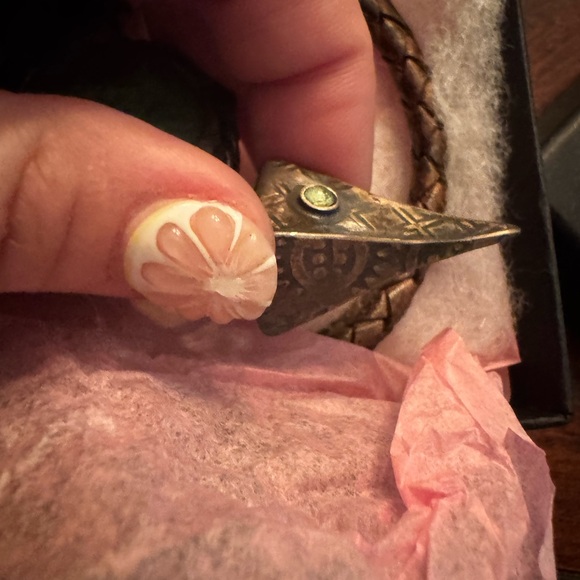 Artisan Sterling Silver and Green Stone Necklace - Picture 6 of 6